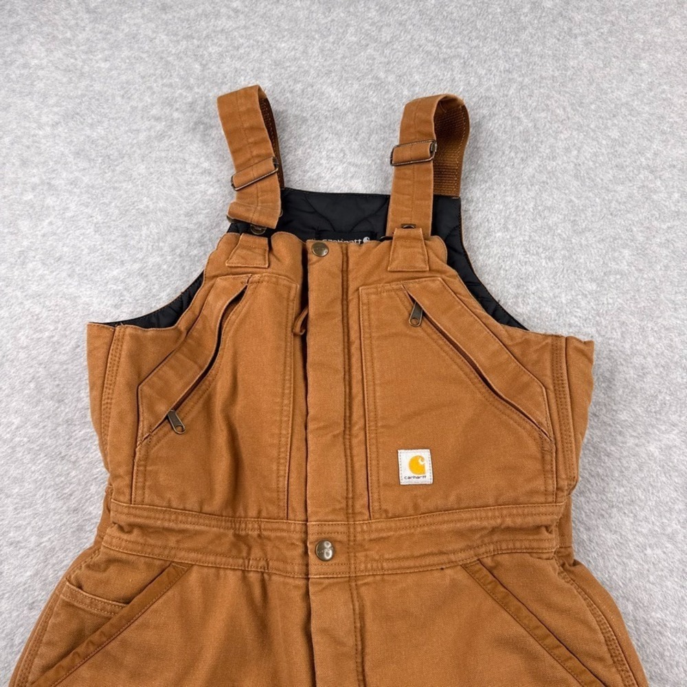Carhartt Coverall Womens Small Short Loose-Fit Washed Duck Insulated Biberall - Picture 3 of 16